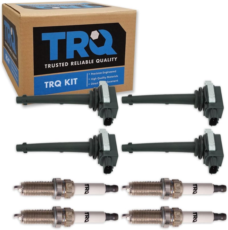 TRQ Ignition Coil and Spark Plug Kit 8 Piece Iridium Spark Plugs Compatible with 2007-2009 Nissan Sentra - Image 1